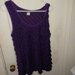 Cocomo purple ruffle front tank sz XL